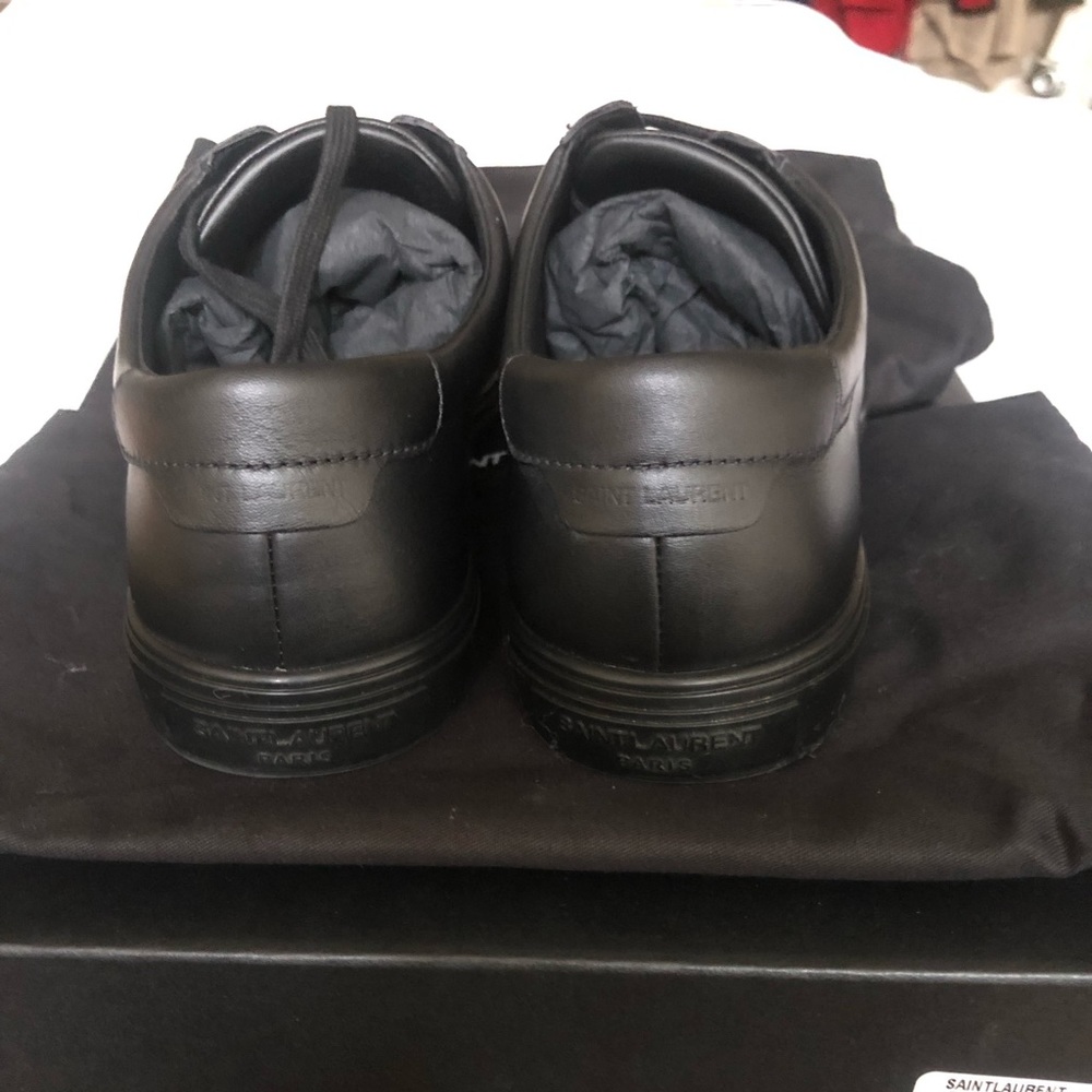Saint Laurent Nero Black Leather Sneakers Sz 40 - Picture 2 of 7